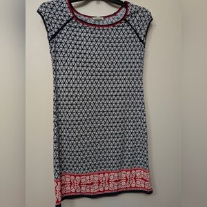 Max Studio Navy & Red Floral Geometric Sheath Dress - Small